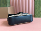 MARMONT MEDIUM SHOULDER BAG 22 IN BEIGE AND BROWN GG CANVAS BLACK CALFSKIN