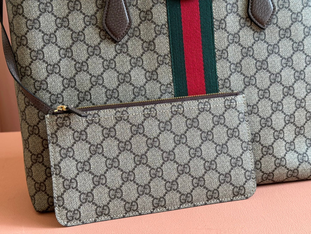 Gucci Ophidia 38cm Bag Ebony Brown Leather Canvas 244454