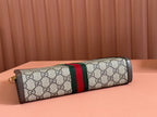 Gucci Ophidia 27cm Clutch Ebony Brown Canvas Leather 239914