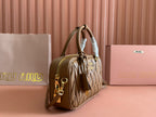 ARCADIE MATELASSÉ BAG 24 IN BROWN LAMBSKIN GOLD HARDWARE