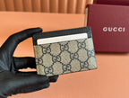Gucci Ophidia Card Holder Wallet Black Ebony Canvas Leather 239962
