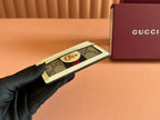 Gucci Ophidia Card Holder Wallet Beige Ebony Canvas Leather 239964