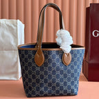 Gucci Totissima 22cm Tote Bag Blue mix Brown Denim Leather 248432