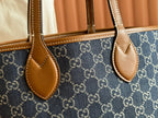 Gucci Totissima 22cm Tote Bag Blue mix Brown Denim Leather 248432