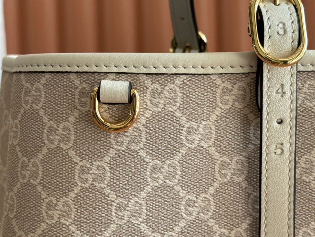 Gucci Ophidia 38cm Bag Beige White Canvas 244550