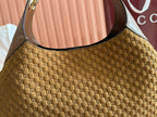 Gucci Body Double Lock Handbag Brown Velvet Embossed Leather 244512