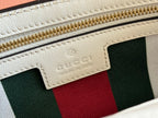 Gucci Emblem Mini Shoulder Bag Beige Canvas Leather 244542