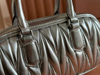 ARCADIE MATELASSÉ BAG 19 IN SILVER GLOSSY CALFSKIN GOLD HARDWARE