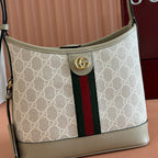 Gucci Ophidia 23cm Bag Beige White Canvas Leather 248271