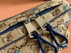 Gucci Snake Print Bag Beige mix Blue Canvas 248145