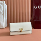 SOFTBIT CONTINENTAL WALLET 19 IN WHITE GRAINY CALFSKIN GOLD HARDWARE