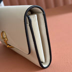 SOFTBIT CONTINENTAL WALLET 19 IN WHITE GRAINY CALFSKIN GOLD HARDWARE