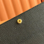 SOFTBIT CONTINENTAL WALLET 19 IN BLACK GRAINY CALFSKIN GOLD HARDWARE