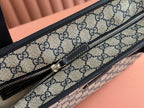 MEDIUM TOTE BAG 38 IN BEIGE AND BROWN GG COATED FABRIC BLACK CALFSKIN