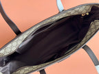 MEDIUM TOTE BAG 38 IN BEIGE AND BROWN GG COATED FABRIC DARK BROWN CALFSKIN