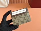 GG CARD CASE 10 IN BEIGE AND BROWN GG CALFSKIN