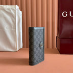 OPHIDIA CARD CASE 19 IN DARK GREY COATED FABRIC AND CALFSKIN