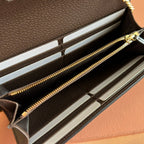 OPHIDIA WALLET ON CHAIN 19 IN BEIGE AND DARK BROWN COATED FABRIC AND CALFSKIN