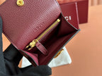SOFTBIT CARD CASE 10.5 IN ROSSO ANCORA RED GRAINY CALFSKIN GOLD HARDWARE