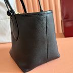 SMALL TOTISSIMA REVERSIBLE TOTE BAG 21 IN BLACK CALFSKIN BROWN BEIGE GG CANVAS