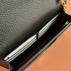 EMBLEM WALLET ON CHAIN 20 IN BLACK SMOOTH GG CALFSKIN