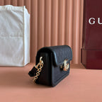 GO SMALL SHOULDER BAG 21.5 IN BLACK GG CANVAS GOLD HARDWARE
