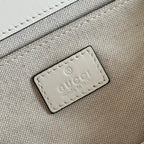 GO SMALL SHOULDER BAG 21.5 IN BEIGE GG CANVAS WHITE CALFSKIN GOLD HARDWARE