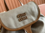 MEDIUM BACKPACK 29.5 IN GREY CANVAS BROWN CALFSKIN