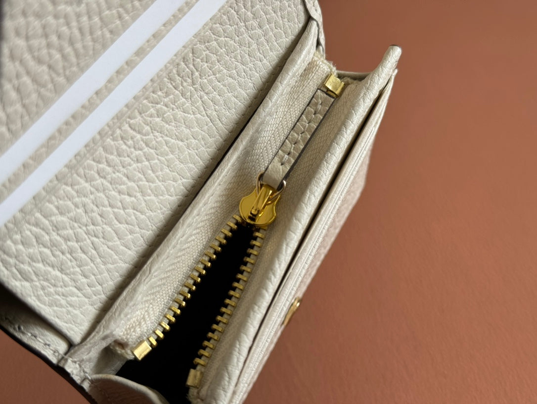 MARMONT BI-COLOUR CARD CASE WALLET 11 IN BEIGE EBONY GG CANVAS WHITE CALFSKIN