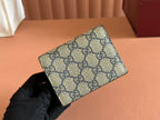 MARMONT BI-COLOUR CARD CASE WALLET 11 IN BLUE BEIGE EBONY GG CANVAS BLACK CALFSKIN