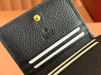 MARMONT BI-COLOUR CARD CASE WALLET 11 IN BLUE BEIGE EBONY GG CANVAS BLACK CALFSKIN