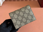 MARMONT BI-COLOUR CARD CASE WALLET 11 IN BEIGE EBONY GG CANVAS PINK CALFSKIN