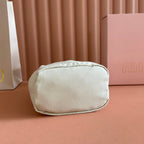 GABADINE POUCH 22.5 IN PLASTER WHITE CANVAS BROWN DRAWSTRING