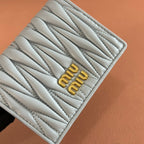 SMALL MATELASSÉ NAPPA LEATHER WALLET BLUE GRAY