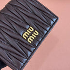 SMALL MATELASSÉ NAPPA LEATHER CARD HOLDER DARK BROWN