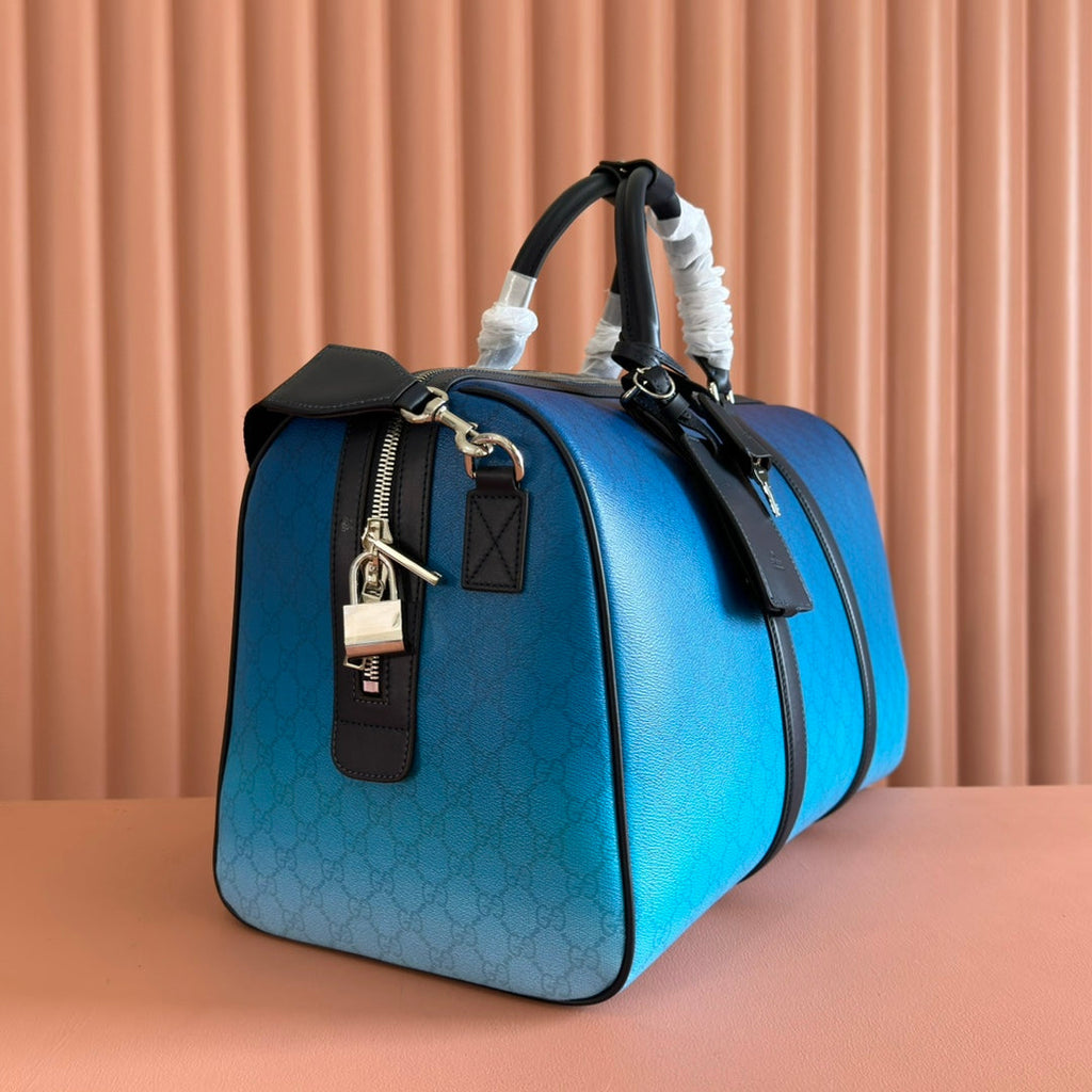Gucci Chroma Large Duffle Bag Blue Leather