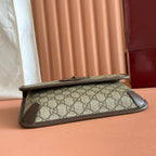 GUCCI NEO  TIGER HEAD CROSSBODY BAG 24 IN CANVAS BROWN LEATHER TRIM