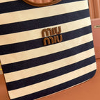 HOBO BAG 40 BLUE AND WHITE STRIPED IN CANVAS
