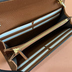 Gucci Jackie Chain Wallet Blue Brown Canvas Leather 255173