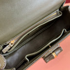 Gucci Bamboo Diva Bag Dark Green Leather 255007