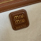 BEAU BAG 34 DENIM BEAU WITH BROWN STRIPES IN CANVAS AND CALFSKIN