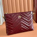 GG Marmont Pochette With Chain Rosso Ancora Red Cowhide 255062