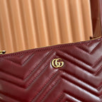 GG Marmont Pochette With Chain Rosso Ancora Red Cowhide 255062