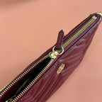 GG Marmont Pochette With Chain Rosso Ancora Red Cowhide 255062