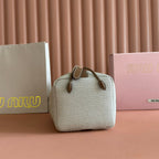 BUCKET BAG 22 BEIGE AND BRANDY IN CANVAS