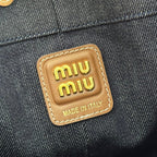 BUCKET BAG 29 DENIM BLUE AND BRANDY IN CANVAS