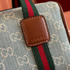 Gucci Boston Bag 20 Blue White Denim Fabric 271893