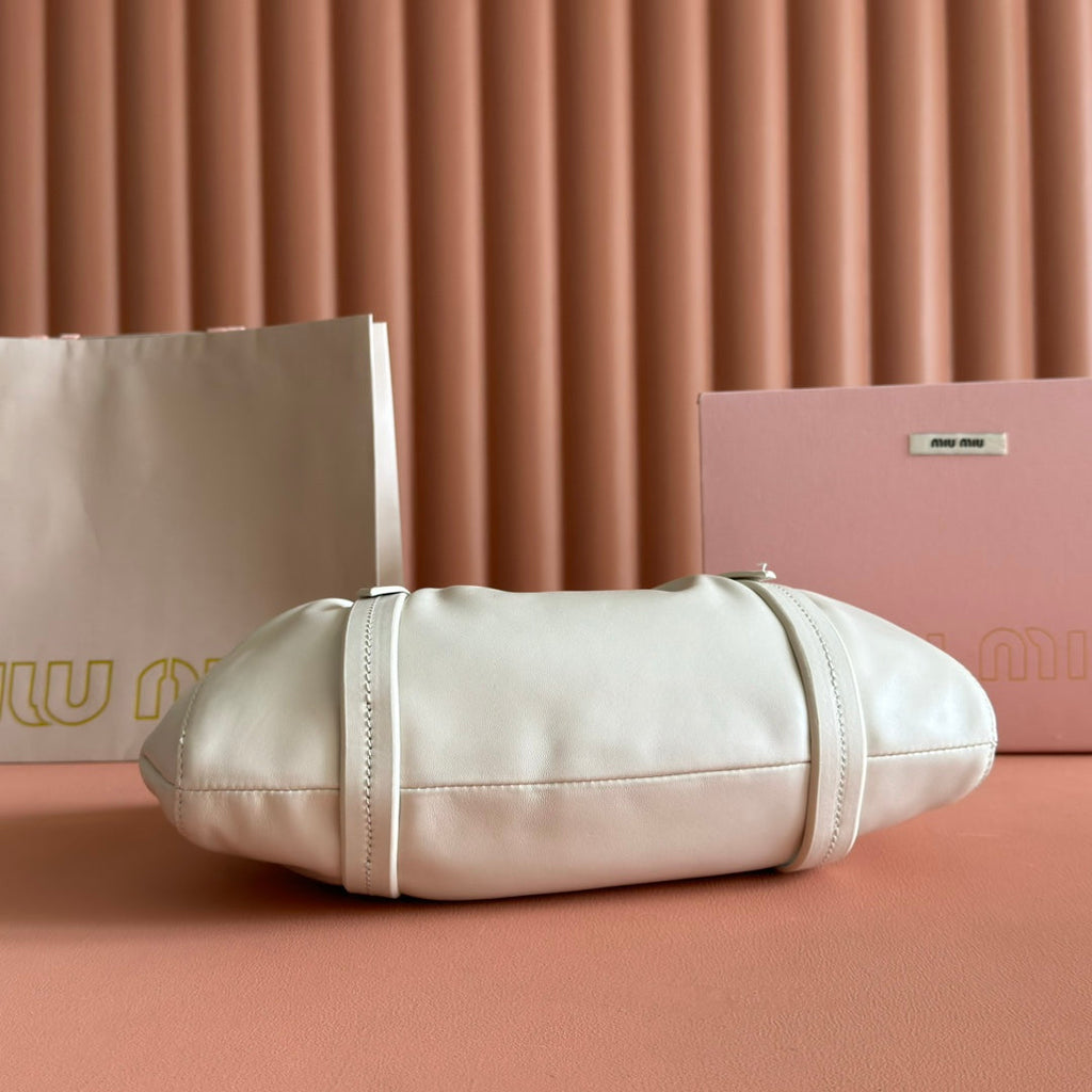 Miu Joie Shoulder Bag White Nappa Leather