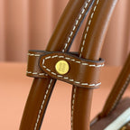 MIUMIU 25S BEAU BAG 28 BROWN AND BEIGE STRIPES IN CANVAS AND CALFSKIN