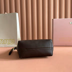 Miu Pouch 25.5cm Brown Chocolate leather